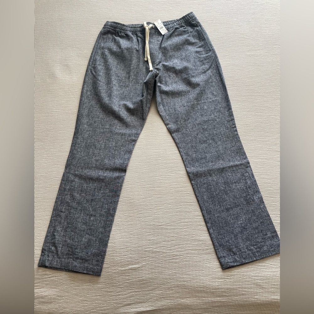 J Crew Mens Drawstring Pants Cotton/Linen Size Lg.